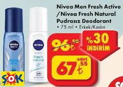 NİVEA MEN FRESH ACTİVE /NİVEA FRESH NATURAL PUDRASIZ DEODORANT • 75 ML • ERKEK/KADIN NİVEA MEN FRESH ACTİVE /NİVEA FRESH NATURAL PUDRASIZ DEODORANT • 75 ML • ERKEK/KADIN